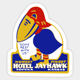 Hotel Jayhawk Topeka Kansas Vintage Travel Sticker Sticker